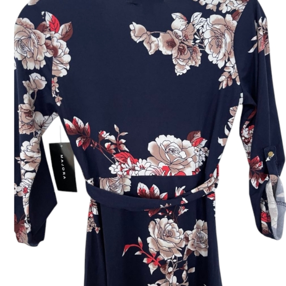 Multi-Coloured Majora Women's Long Sleeve Faux-Wrap Mini Dress - Picture 4 of 12